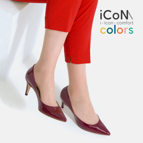 iCoN COLORS:ポインテッドトゥ エナメル パンプス(C76531)ボルドーE/mamian(マミアン)