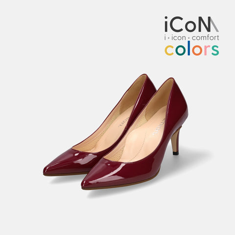 iCoN COLORS:ポインテッドトゥ エナメル パンプス(C76531)ボルドーE/mamian(マミアン)