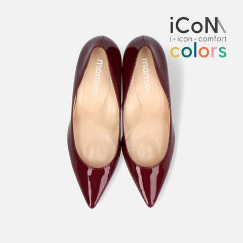 iCoN COLORS:ポインテッドトゥ エナメル パンプス(C76531)ボルドーE/mamian(マミアン)