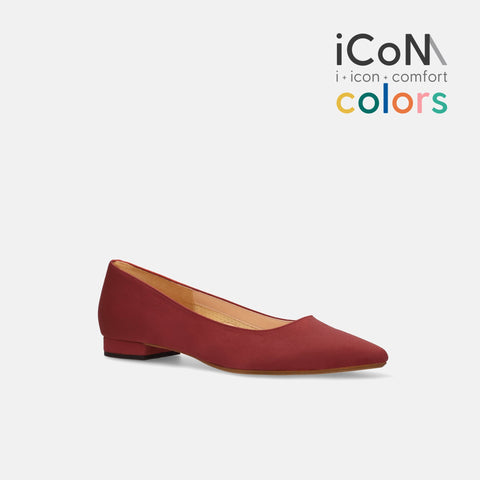 30%OFF:iCoN COLORS:ポインテッドトゥ スエード フラットシューズ(C20142)ボルドーS/mamian(マミアン)