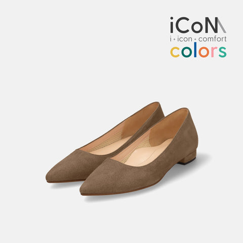 30%OFF:iCoN COLORS:ポインテッドトゥ スエード フラットシューズ(C20142)トープS/mamian(マミアン)