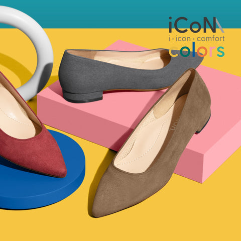 30%OFF:iCoN COLORS:ポインテッドトゥ スエード フラットシューズ(C20142)トープS/mamian(マミアン)