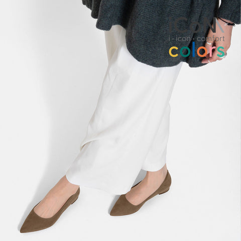 30%OFF:iCoN COLORS:ポインテッドトゥ スエード フラットシューズ(C20142)トープS/mamian(マミアン)