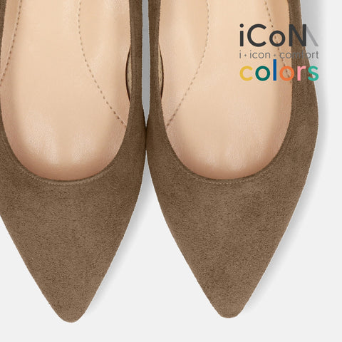 30%OFF:iCoN COLORS:ポインテッドトゥ スエード フラットシューズ(C20142)トープS/mamian(マミアン)