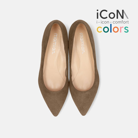 30%OFF:iCoN COLORS:ポインテッドトゥ スエード フラットシューズ(C20142)トープS/mamian(マミアン)