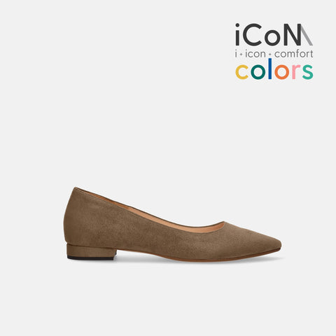 30%OFF:iCoN COLORS:ポインテッドトゥ スエード フラットシューズ(C20142)トープS/mamian(マミアン)