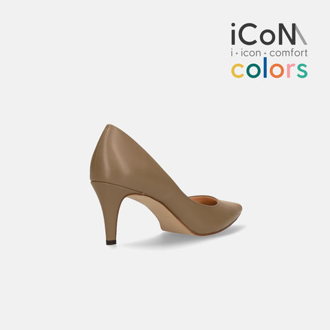 30%OFF:iCoN COLORS:ポインテッドトゥ スムース パンプス(C76533)ダークグレージュ/mamian(マミアン)