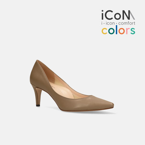 30%OFF:iCoN COLORS:ポインテッドトゥ スムース パンプス(C76533)ダークグレージュ/mamian(マミアン)