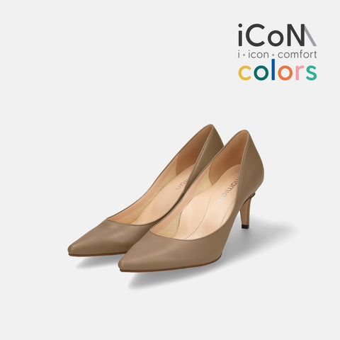 30%OFF:iCoN COLORS:ポインテッドトゥ スムース パンプス(C76533)ダークグレージュ/mamian(マミアン)