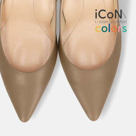 30%OFF:iCoN COLORS:ポインテッドトゥ スムース パンプス(C76533)ダークグレージュ/mamian(マミアン)