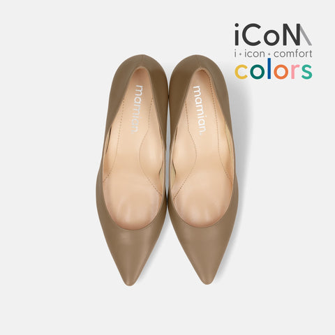 30%OFF:iCoN COLORS:ポインテッドトゥ スムース パンプス(C76533)ダークグレージュ/mamian(マミアン)