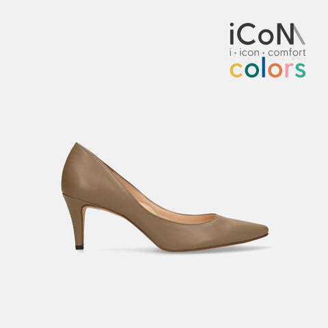 30%OFF:iCoN COLORS:ポインテッドトゥ スムース パンプス(C76533)ダークグレージュ/mamian(マミアン)