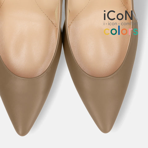 50%OFF:iCoN COLORS:ポインテッドトゥ スムース パンプス(C9043)ダークグレージュ/mamian(マミアン)