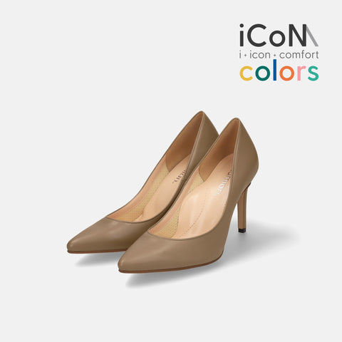50%OFF:iCoN COLORS:ポインテッドトゥ スムース パンプス(C9043)ダークグレージュ/mamian(マミアン)