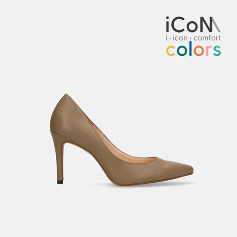 50%OFF:iCoN COLORS:ポインテッドトゥ スムース パンプス(C9043)ダークグレージュ/mamian(マミアン)