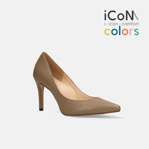 50%OFF:iCoN COLORS:ポインテッドトゥ スムース パンプス(C9043)ダークグレージュ/mamian(マミアン)
