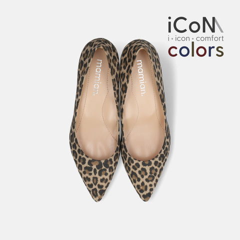 20%OFF:2024AW:iCoN COLORS:ポインテッドトゥ スエード パンプス(C57172)レオパードS/mamian(マミアン)