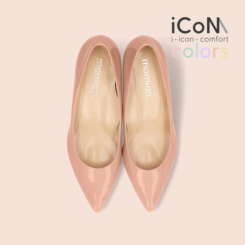 iCoN COLORS:ポインテッドトゥ エナメル パンプス(C57171)コーラル/mamian(マミアン)