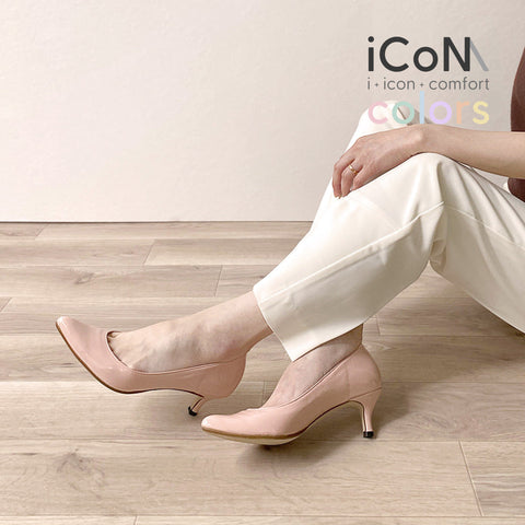 iCoN COLORS:ポインテッドトゥ エナメル パンプス(C57171)コーラル/mamian(マミアン)