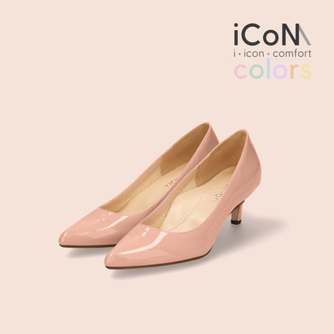 iCoN COLORS:ポインテッドトゥ エナメル パンプス(C57171)コーラル/mamian(マミアン)