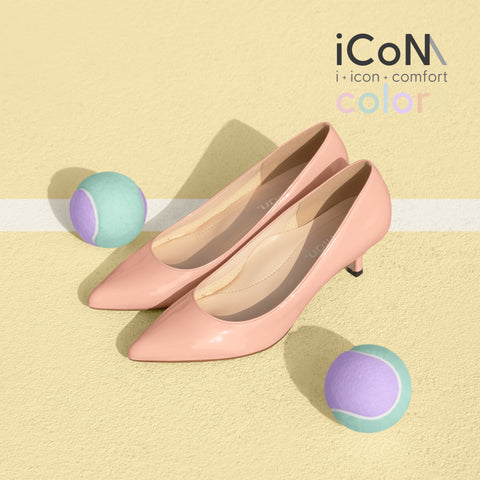 iCoN COLORS:ポインテッドトゥ エナメル パンプス(C57171)コーラル/mamian(マミアン)