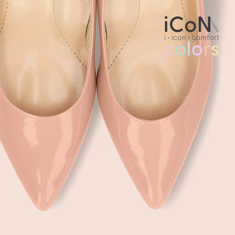 iCoN COLORS:ポインテッドトゥ エナメル パンプス(C57171)コーラル/mamian(マミアン)