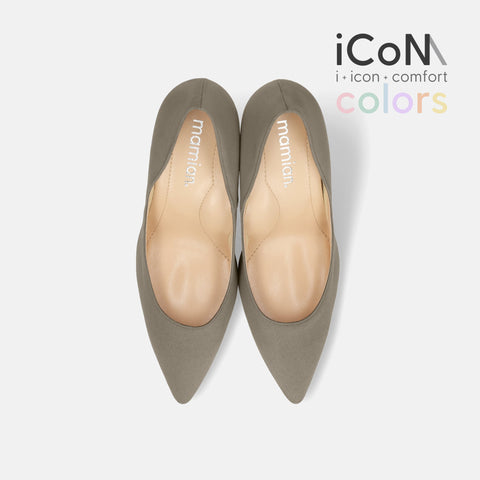 30%OFF:iCoN COLORS:ポインテッドトゥ スエード パンプス(C9042)グレージュS/mamian(マミアン)