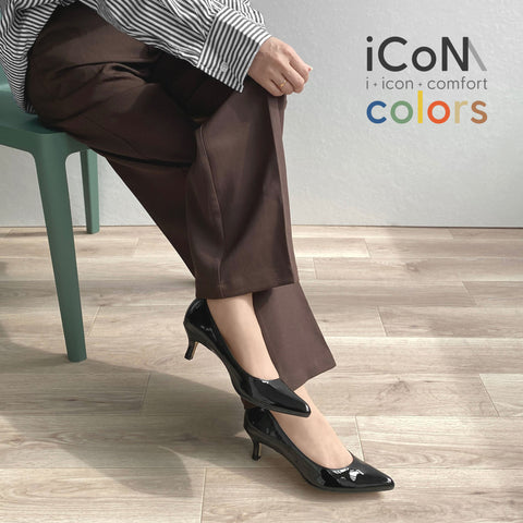 15%OFF:2025SS:iCoN COLORS:ポインテッドトゥ エナメル パンプス(C57171)ブラックE/mamian(マミアン)