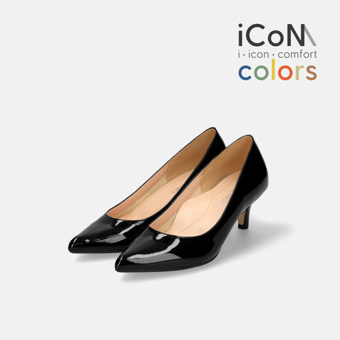 15%OFF:2025SS:iCoN COLORS:ポインテッドトゥ エナメル パンプス(C57171)ブラックE/mamian(マミアン)