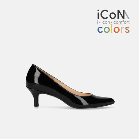 15%OFF:2025SS:iCoN COLORS:ポインテッドトゥ エナメル パンプス(C57171)ブラックE/mamian(マミアン)
