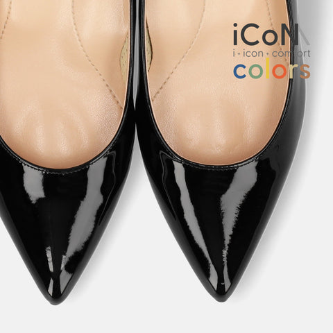 15%OFF:2025SS:iCoN COLORS:ポインテッドトゥ エナメル パンプス(C57171)ブラックE/mamian(マミアン)