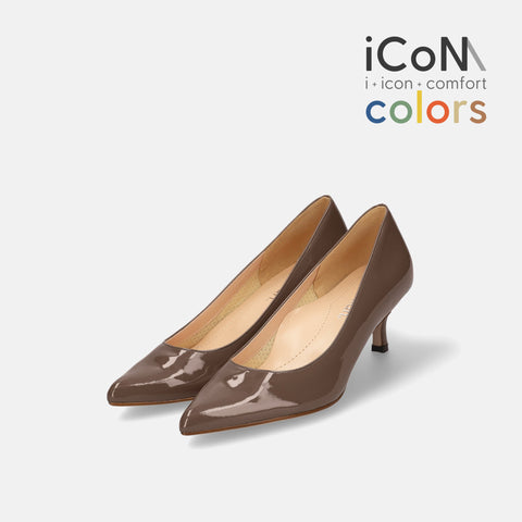 15%OFF:2025SS:iCoN COLORS:ポインテッドトゥ エナメル パンプス(C57171)ダークグレージュE/mamian(マミアン)
