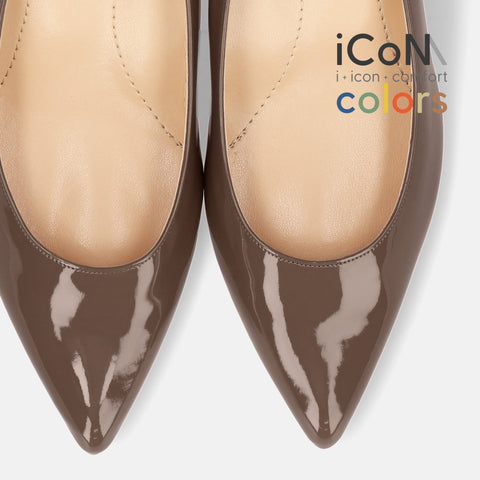 15%OFF:2025SS:iCoN COLORS:ポインテッドトゥ エナメル パンプス(C57171)ダークグレージュE/mamian(マミアン)