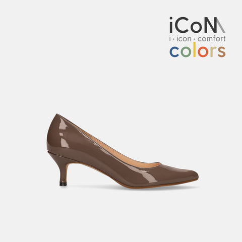 15%OFF:2025SS:iCoN COLORS:ポインテッドトゥ エナメル パンプス(C57171)ダークグレージュE/mamian(マミアン)