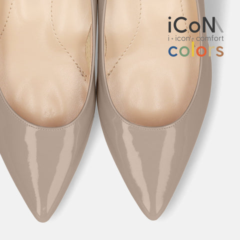 15%OFF:2025SS:iCoN COLORS:ポインテッドトゥ エナメル パンプス(C57171)グレージュE/mamian(マミアン)