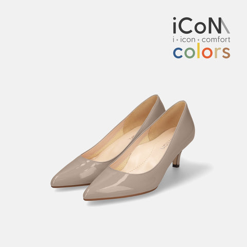 15%OFF:2025SS:iCoN COLORS:ポインテッドトゥ エナメル パンプス(C57171)グレージュE/mamian(マミアン)