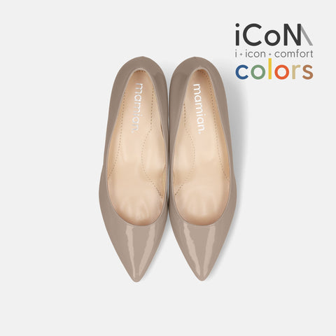 15%OFF:2025SS:iCoN COLORS:ポインテッドトゥ エナメル パンプス(C57171)グレージュE/mamian(マミアン)