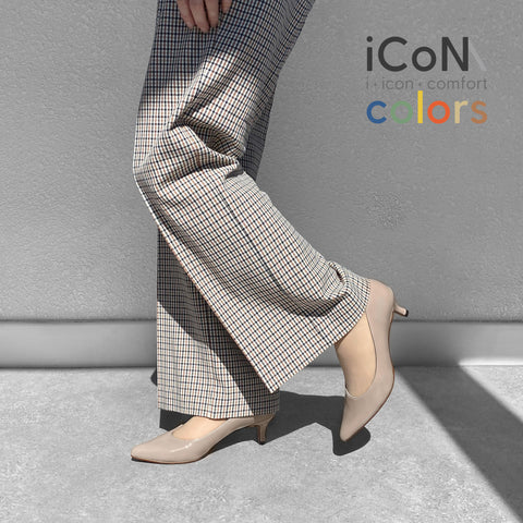 15%OFF:2025SS:iCoN COLORS:ポインテッドトゥ エナメル パンプス(C57171)グレージュE/mamian(マミアン)