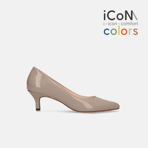 15%OFF:2025SS:iCoN COLORS:ポインテッドトゥ エナメル パンプス(C57171)グレージュE/mamian(マミアン)