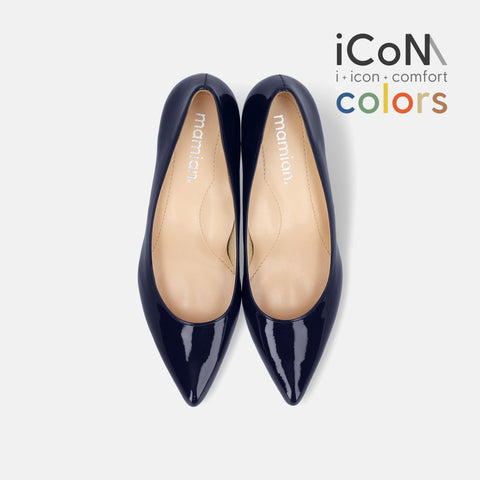 15%OFF:2025SS:iCoN COLORS:ポインテッドトゥ エナメル パンプス(C57171)クラシックネイビー/mamian(マミアン)