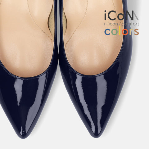 15%OFF:2025SS:iCoN COLORS:ポインテッドトゥ エナメル パンプス(C57171)クラシックネイビー/mamian(マミアン)
