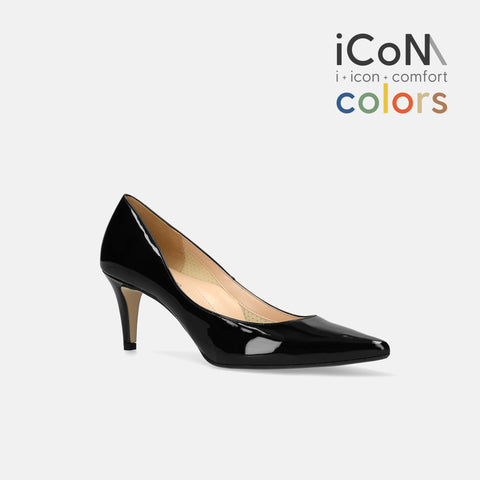 15%OFF:2025SS:iCoN COLORS:ポインテッドトゥ エナメル パンプス(C76531)ブラックE/mamian(マミアン)