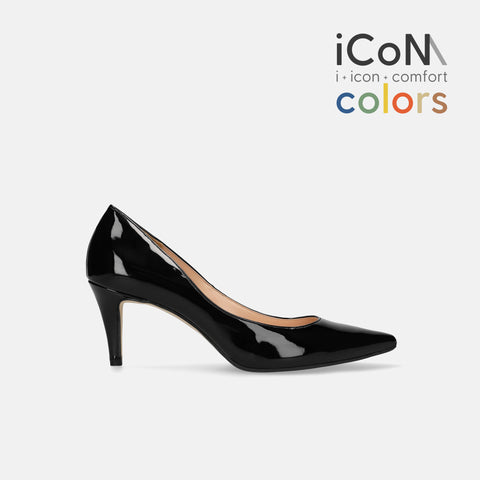 15%OFF:2025SS:iCoN COLORS:ポインテッドトゥ エナメル パンプス(C76531)ブラックE/mamian(マミアン)