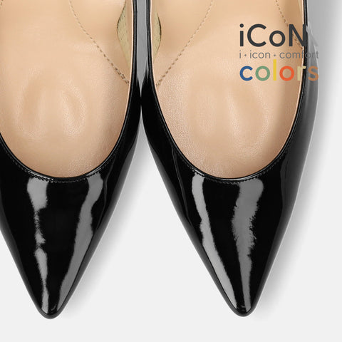 15%OFF:2025SS:iCoN COLORS:ポインテッドトゥ エナメル パンプス(C76531)ブラックE/mamian(マミアン)