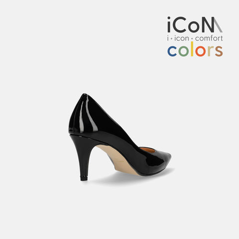 15%OFF:2025SS:iCoN COLORS:ポインテッドトゥ エナメル パンプス(C76531)ブラックE/mamian(マミアン)
