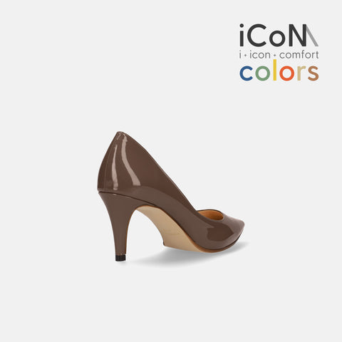 15%OFF:2025SS:iCoN COLORS:ポインテッドトゥ エナメル パンプス(C76531)ダークグレージュE/mamian(マミアン)