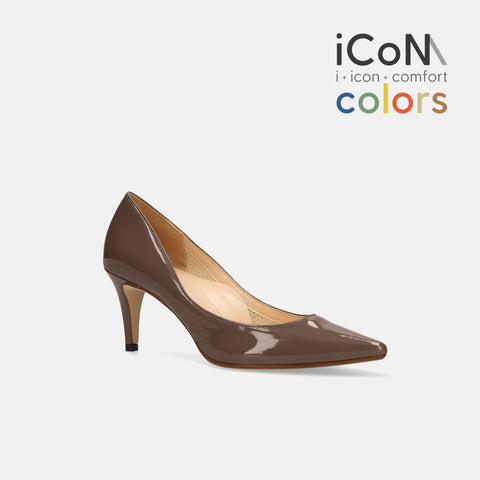15%OFF:2025SS:iCoN COLORS:ポインテッドトゥ エナメル パンプス(C76531)ダークグレージュE/mamian(マミアン)