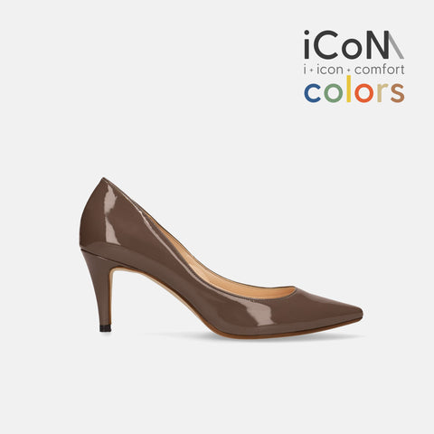 15%OFF:2025SS:iCoN COLORS:ポインテッドトゥ エナメル パンプス(C76531)ダークグレージュE/mamian(マミアン)