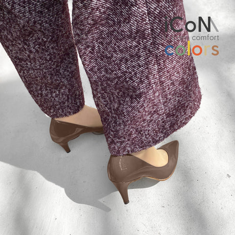 15%OFF:2025SS:iCoN COLORS:ポインテッドトゥ エナメル パンプス(C76531)ダークグレージュE/mamian(マミアン)