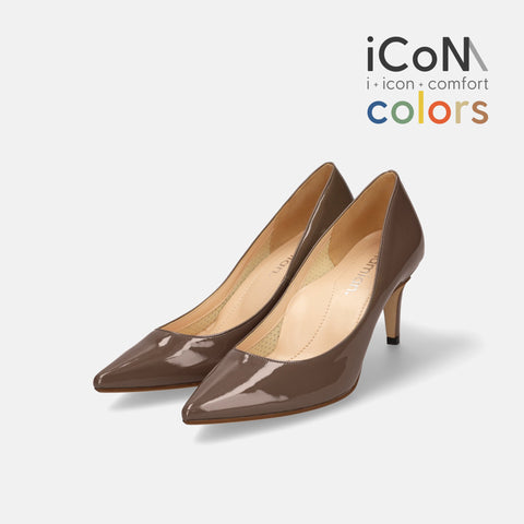 15%OFF:2025SS:iCoN COLORS:ポインテッドトゥ エナメル パンプス(C76531)ダークグレージュE/mamian(マミアン)